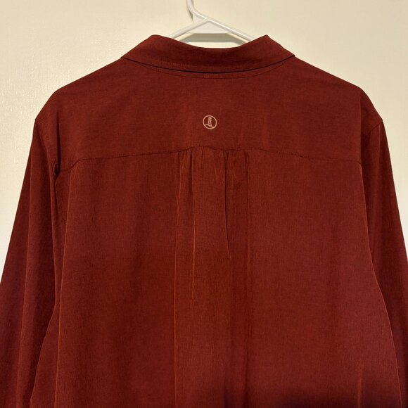 Lands End Women's Plus 365 Tab-Sleeve Button-Front Tunic Shirt Top 2X Brick Red - Picture 7 of 11